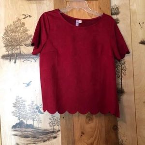 Scalloped Suede Open Back Top